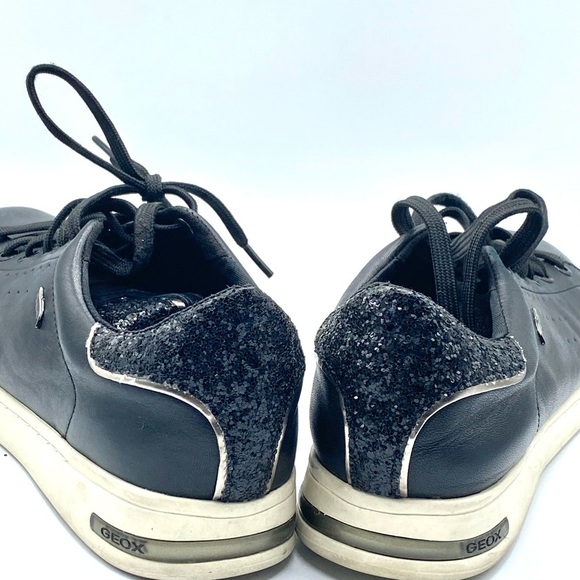 Women’s GEOX Respira Leather Black Sneakers - White Soles- US:8 EU:38 Pre-Loved - Picture 8 of 16